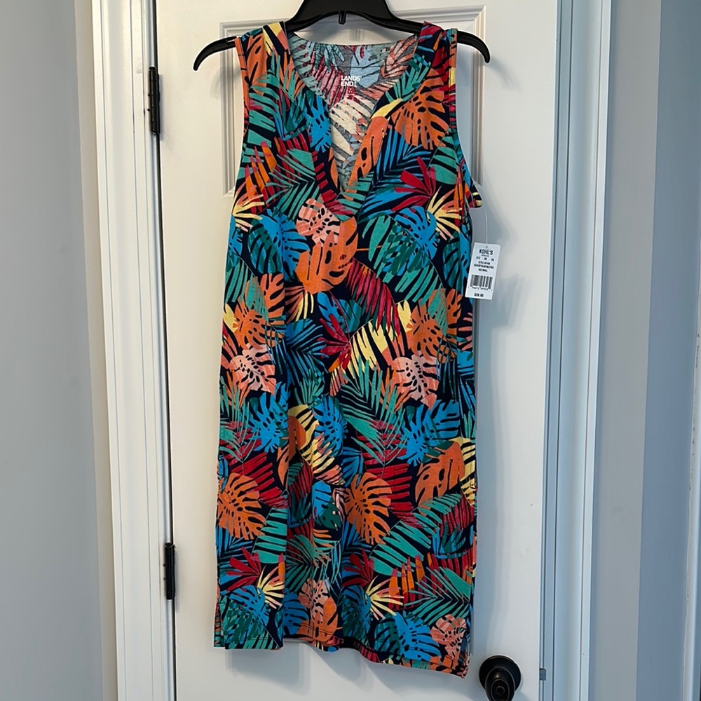 Lands' End Orange and Blue Sleeveless Sundress